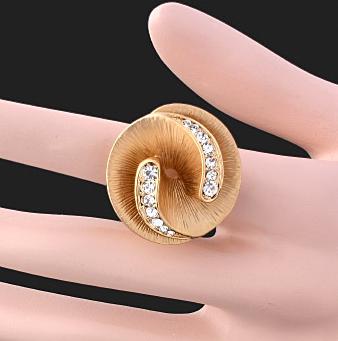 27mm WIDE SWIRL SWAROVSKI CRYSTAL RING-sz 9.5